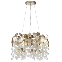 Люстра подвесная Coins 5104/6 Odeon Light прозрачная на 6 ламп, основание золотое в стиле современный флористика ветви Люстра подвесная Coins 5104/6 Odeon Light прозрачная на 6 ламп, основание золотое в стиле современный флористика ветви